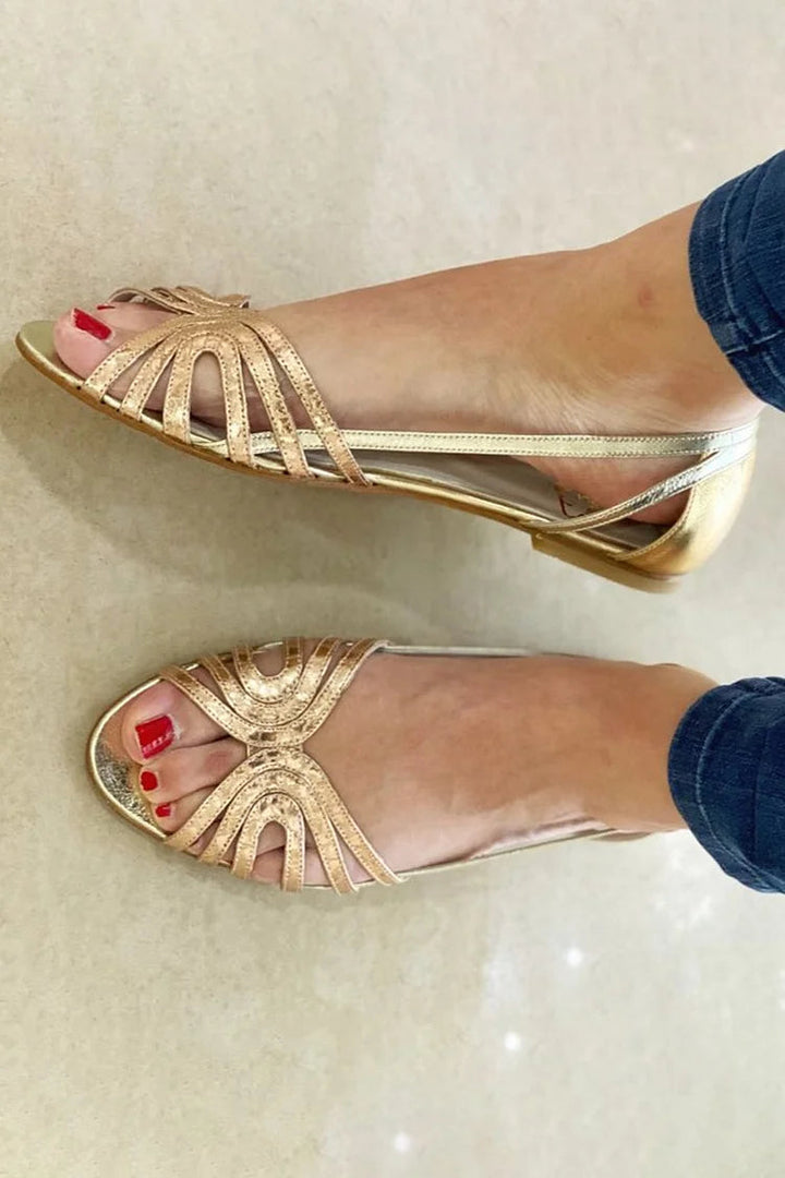 Nicola | Open Toe Sandals with Metallic Shine