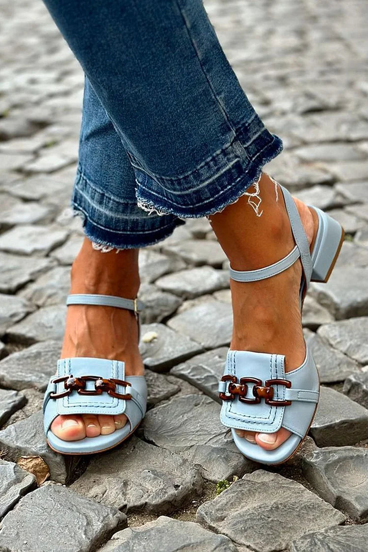 Amy | Light Blue Heels with Stitching Detail