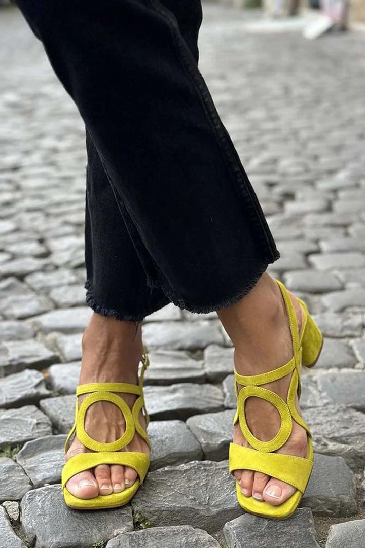 Hannah | Square Toe Heels with Round Cut for Summer