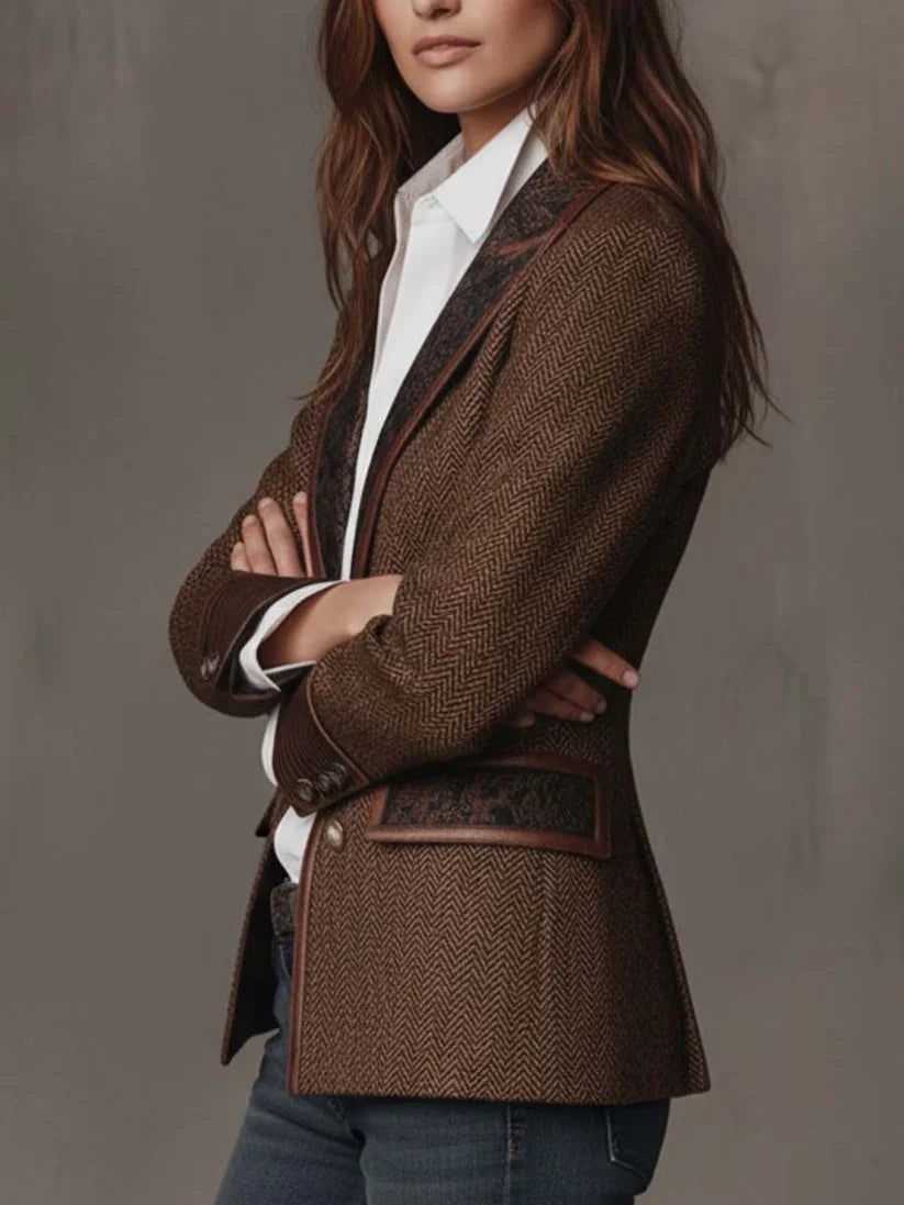 Vivien | Herringbone Panel Blazer