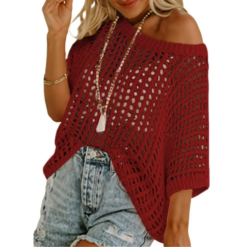 DESIREE - Lightweight Scoop Neck Beach Knit Pullover