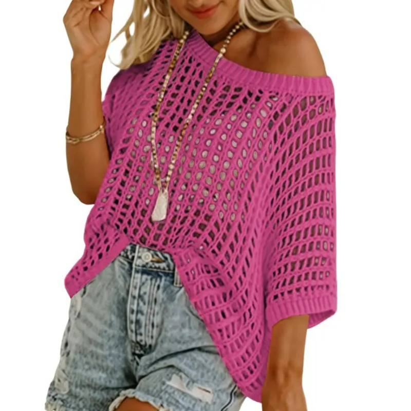 DESIREE - Lightweight Scoop Neck Beach Knit Pullover