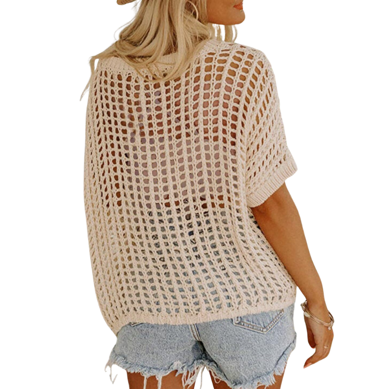 DESIREE - Lightweight Scoop Neck Beach Knit Pullover