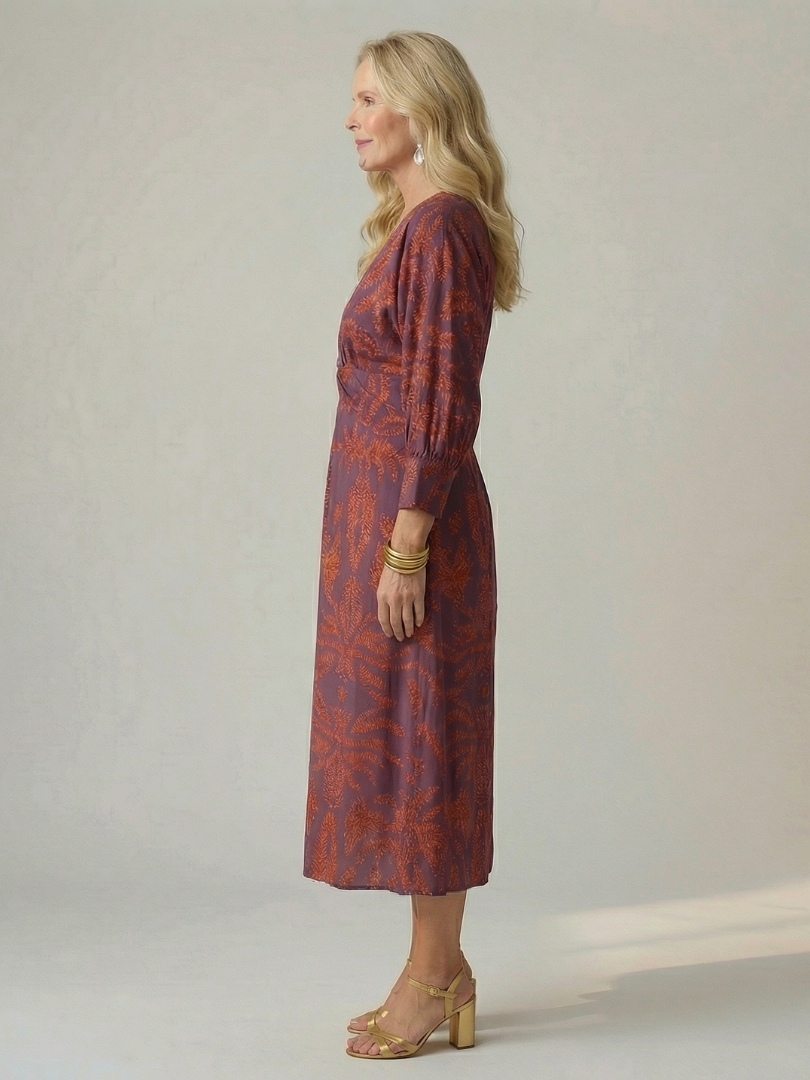 FAITH - Women's elegant printed wrap midi dress