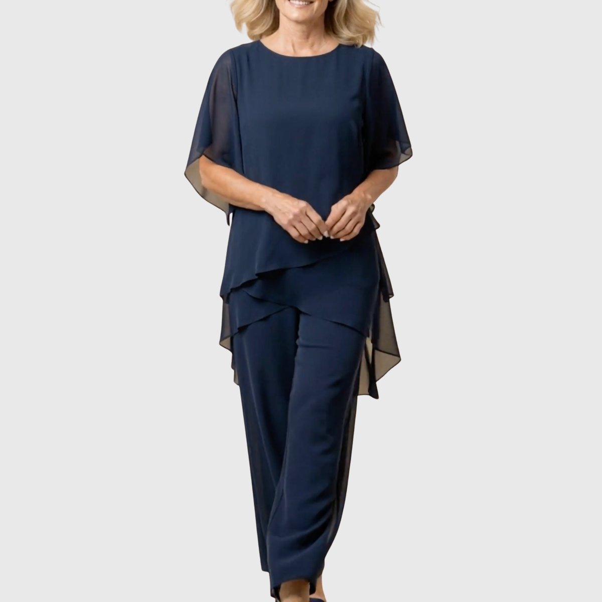 Shauna - Suit with draped palazzo pants