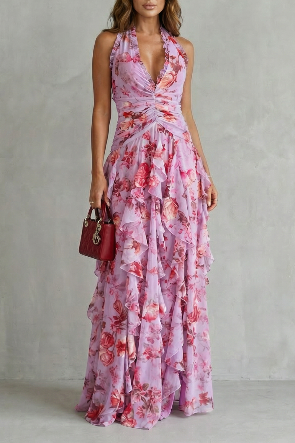 Trudy | Elegant Long Dress with Halter Neck