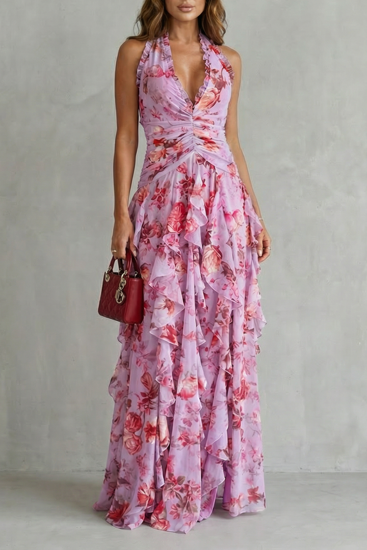 Trudy | Elegant Long Dress with Halter Neck