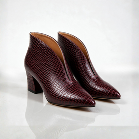 Claret - Block Heel