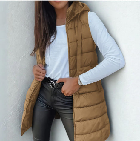 MARINA - Relaxed Hooded Longline Puffer Vest