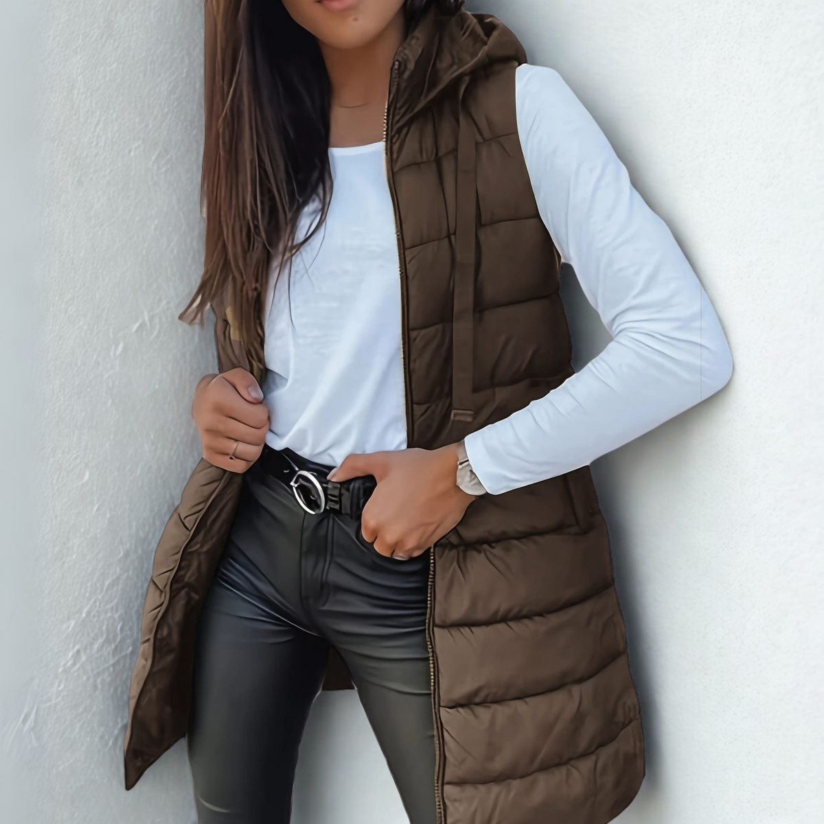 MARINA - Relaxed Hooded Longline Puffer Vest