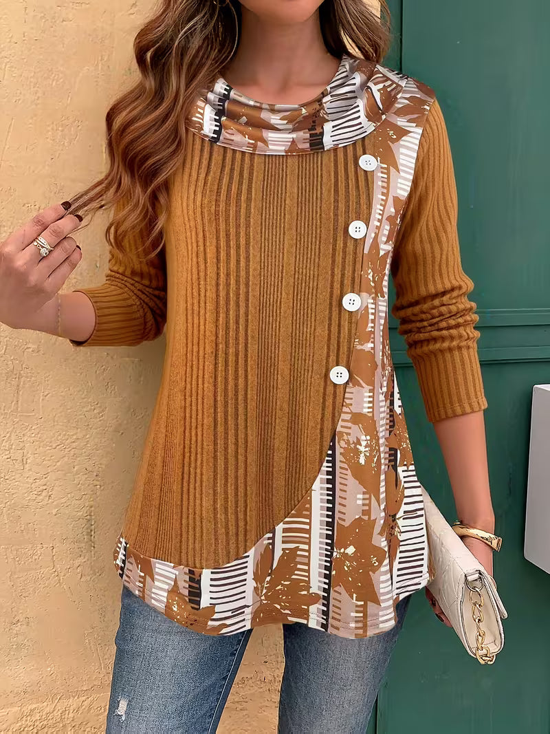 Lucynda Ribbed Button Top