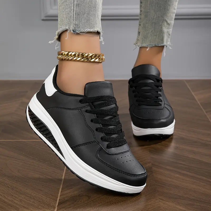Brelina - Women's Platform Sneakers with Laces in Synthetic Leather for Daily Comfort