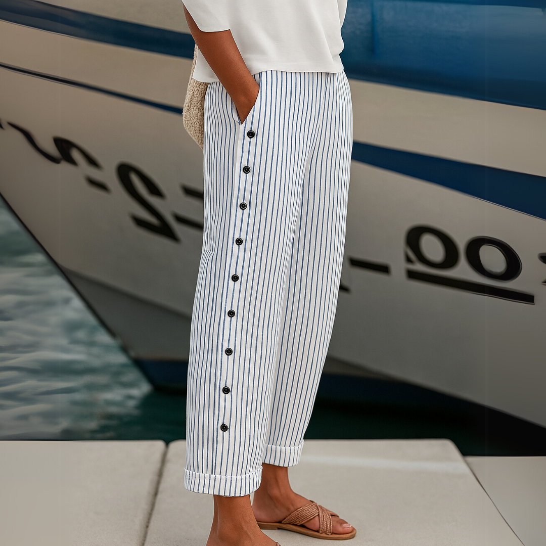 LORA - Stylish Striped Button Pants
