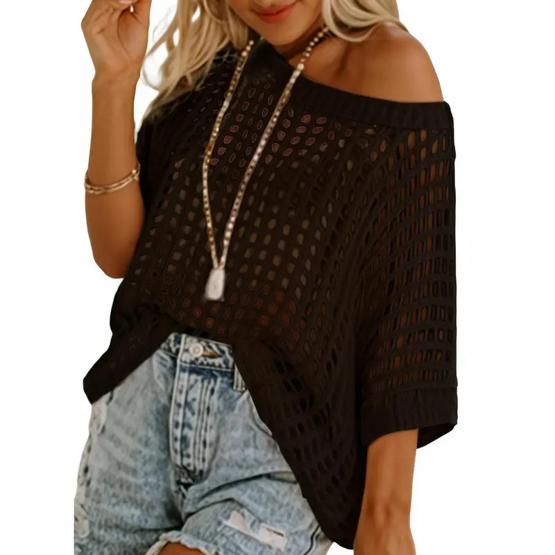 DESIREE - Lightweight Scoop Neck Beach Knit Pullover