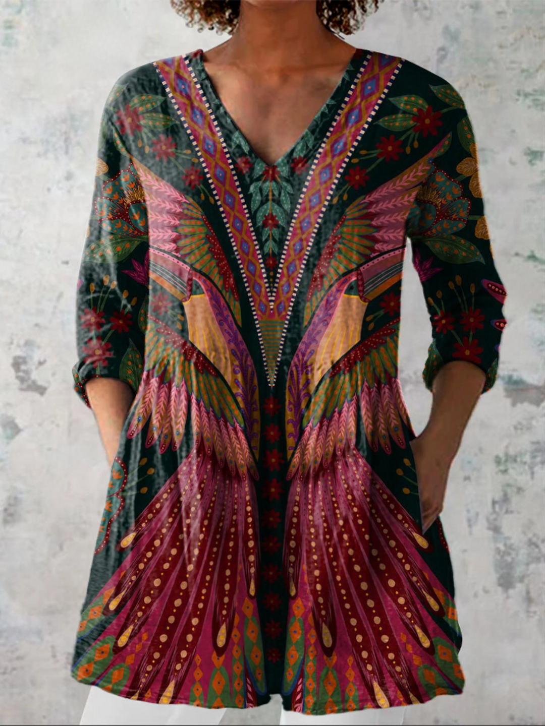 Eva | Long Blouse with V-Neck