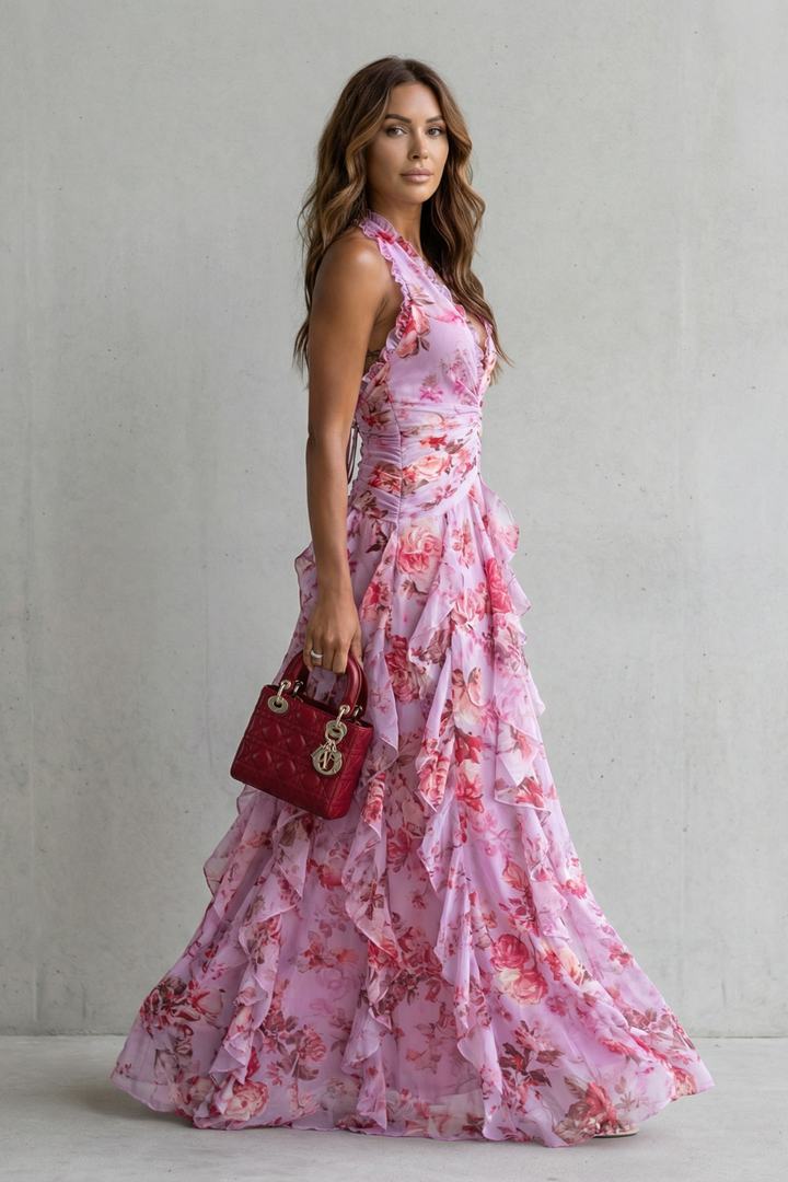 Trudy | Elegant Long Dress with Halter Neck