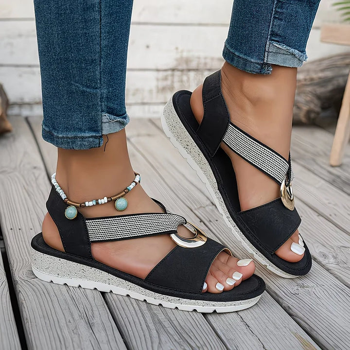 MAELIA - Flat Sandals With Metal Buckle