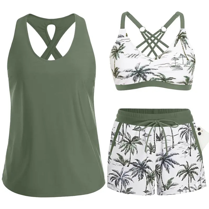 Laura | Sporty Three-Piece Tankini Set with Pockets