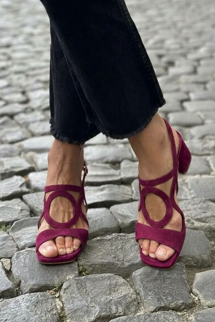 Hannah | Square Toe Heels with Round Cut for Summer