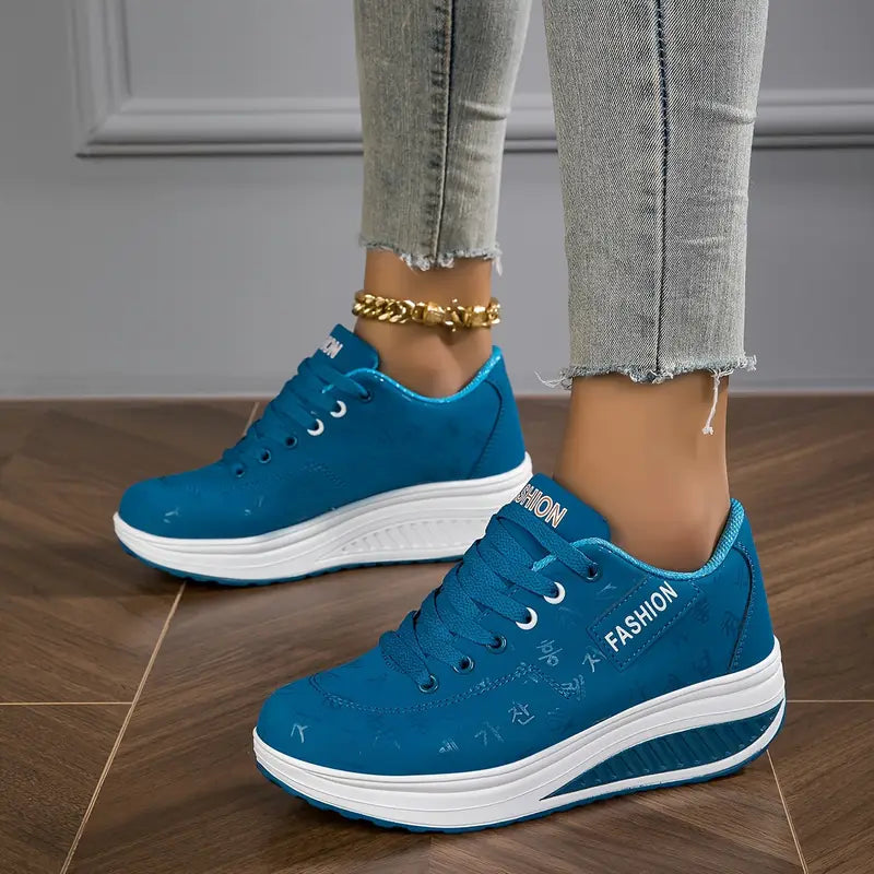 Brelina - Women's Platform Sneakers with Laces in Synthetic Leather for Daily Comfort