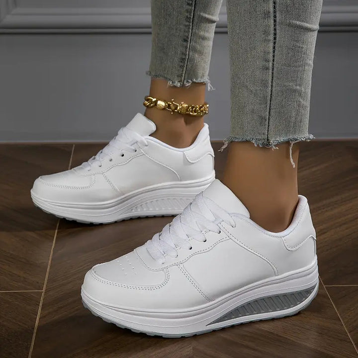 Brelina - Women's Platform Sneakers with Laces in Synthetic Leather for Daily Comfort