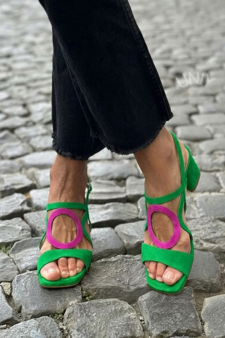 Hannah | Square Toe Heels with Round Cut for Summer
