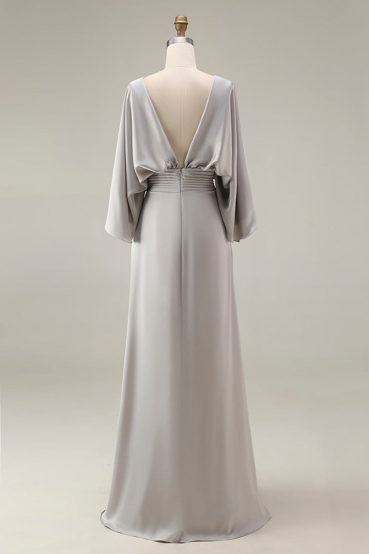 Dress 3/4 Sleeves Long Mother of the Bride Dress with Pockets
