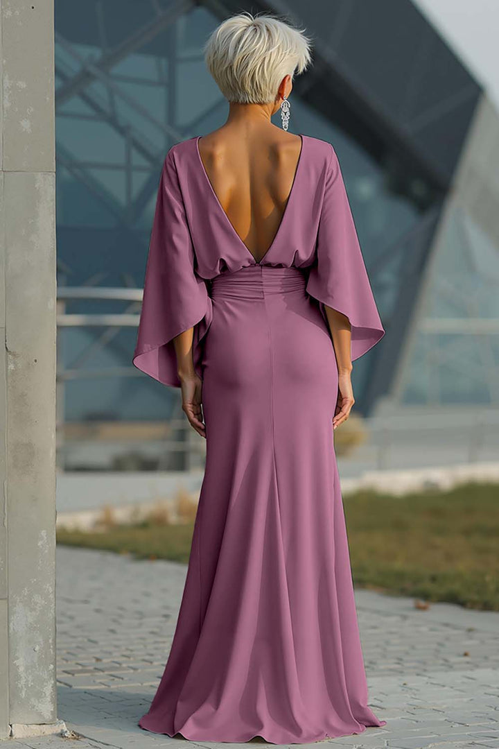 Dress 3/4 Sleeves Long Mother of the Bride Dress with Pockets