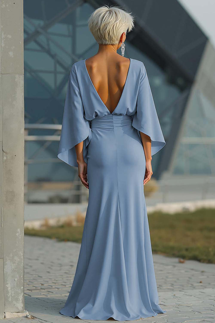 Dress 3/4 Sleeves Long Mother of the Bride Dress with Pockets