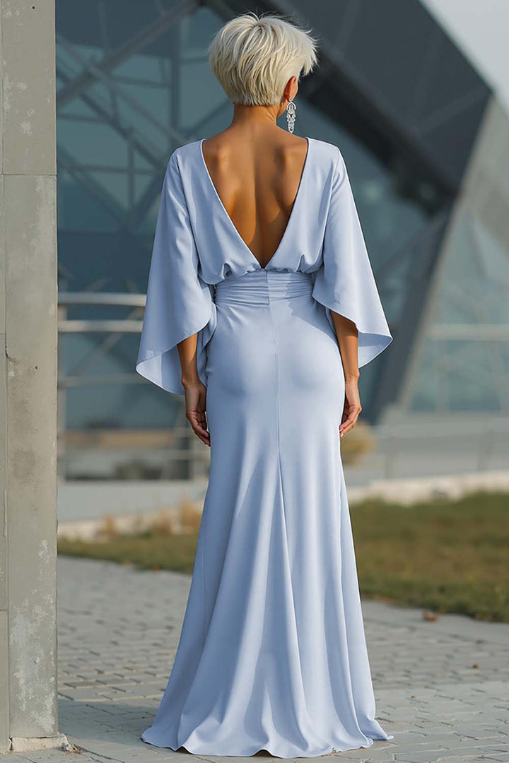 Dress 3/4 Sleeves Long Mother of the Bride Dress with Pockets