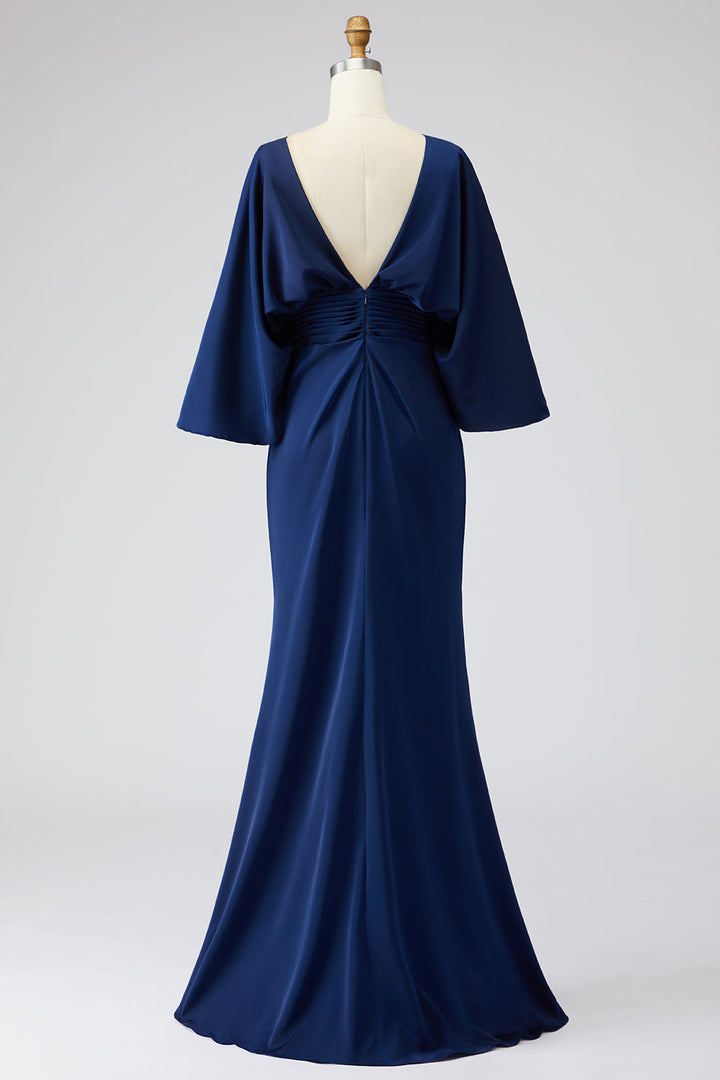 Dress 3/4 Sleeves Long Mother of the Bride Dress with Pockets
