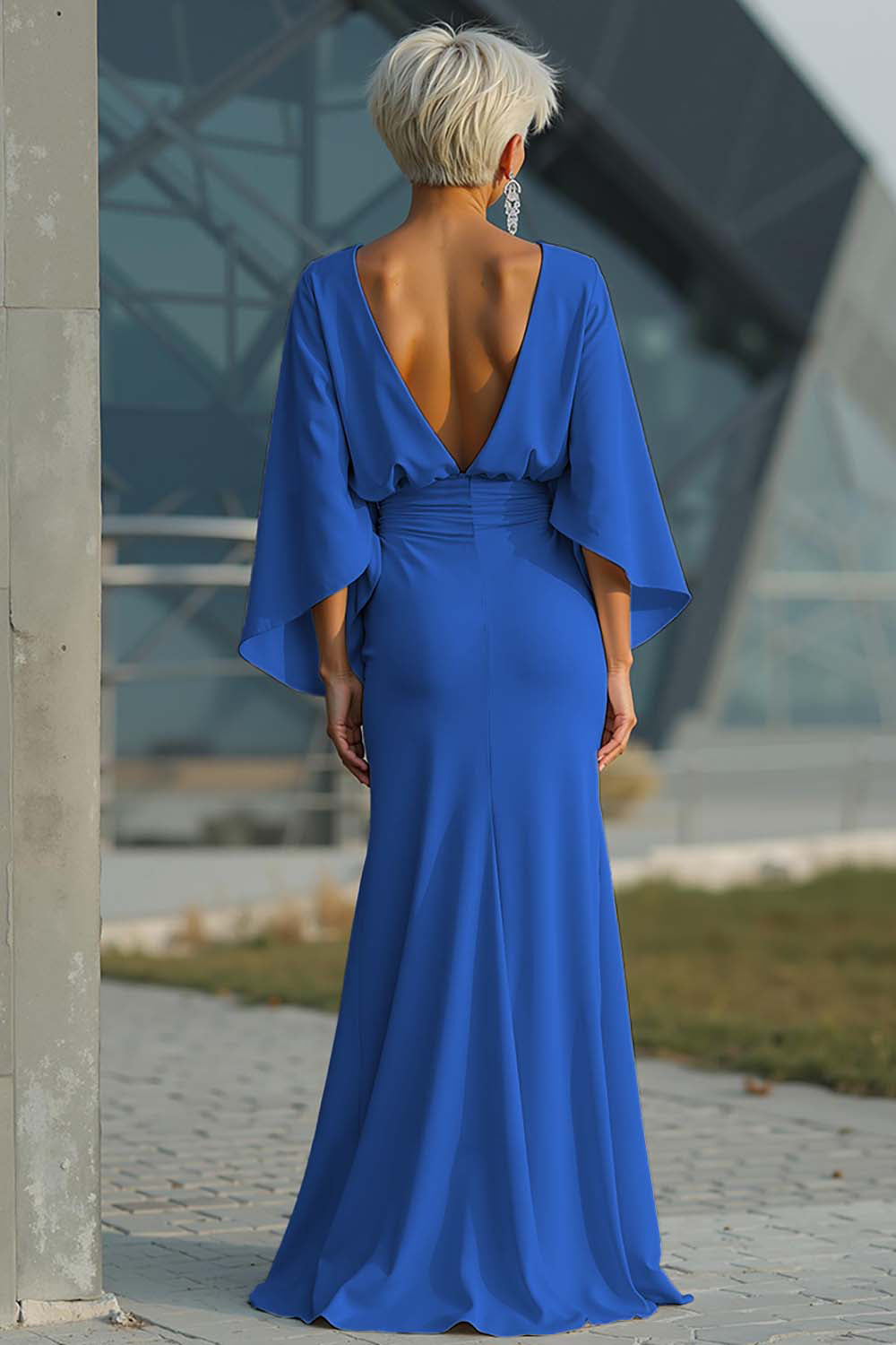 Dress 3/4 Sleeves Long Mother of the Bride Dress with Pockets