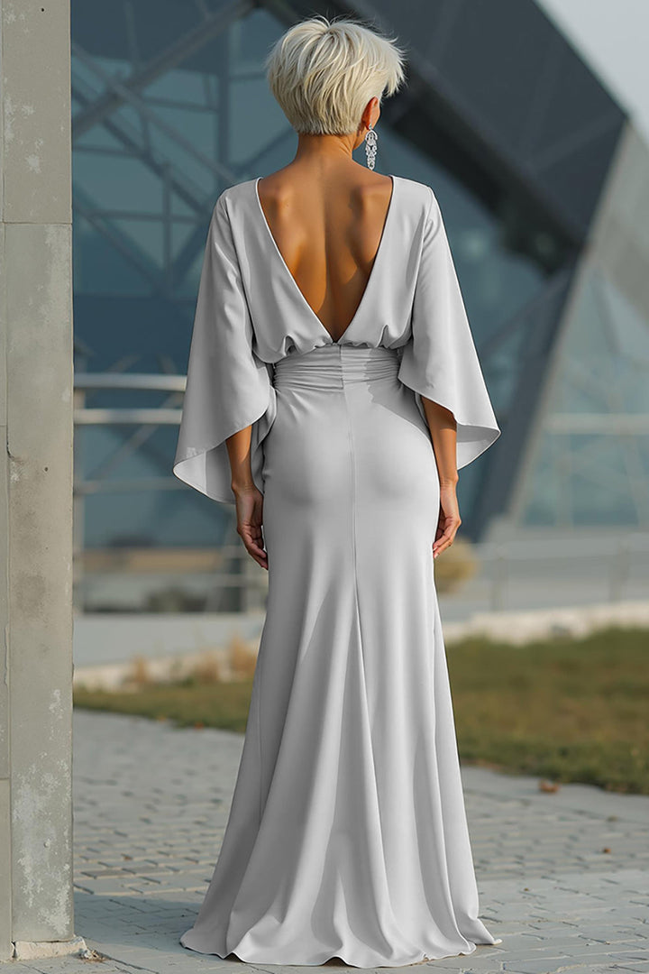 Dress 3/4 Sleeves Long Mother of the Bride Dress with Pockets