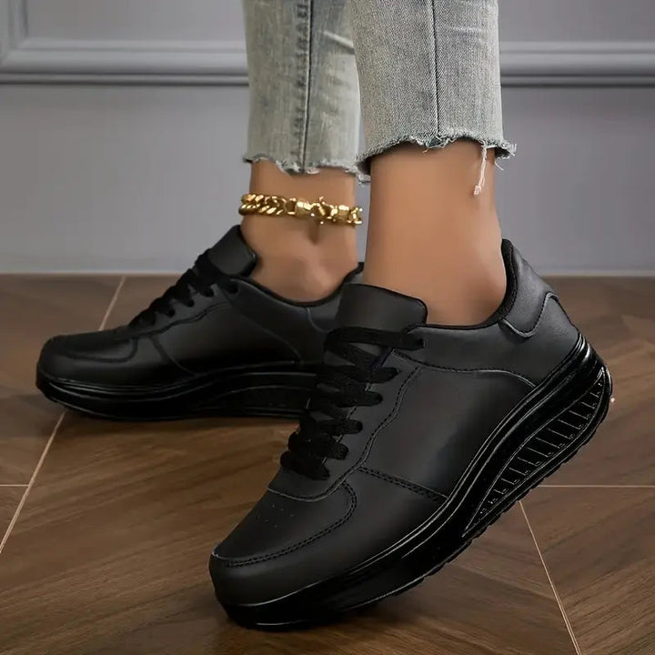 Brelina - Women's Platform Sneakers with Laces in Synthetic Leather for Daily Comfort