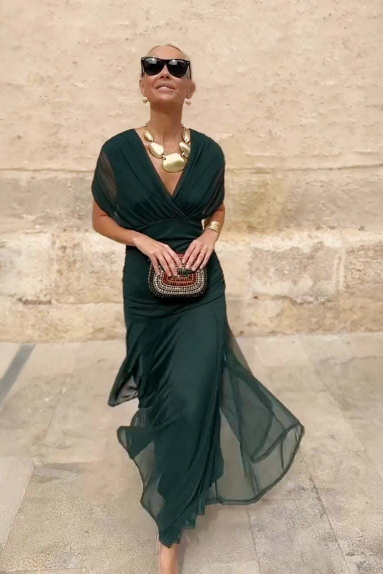 Louise | Elegant Maxi Party Dress with V-Neck