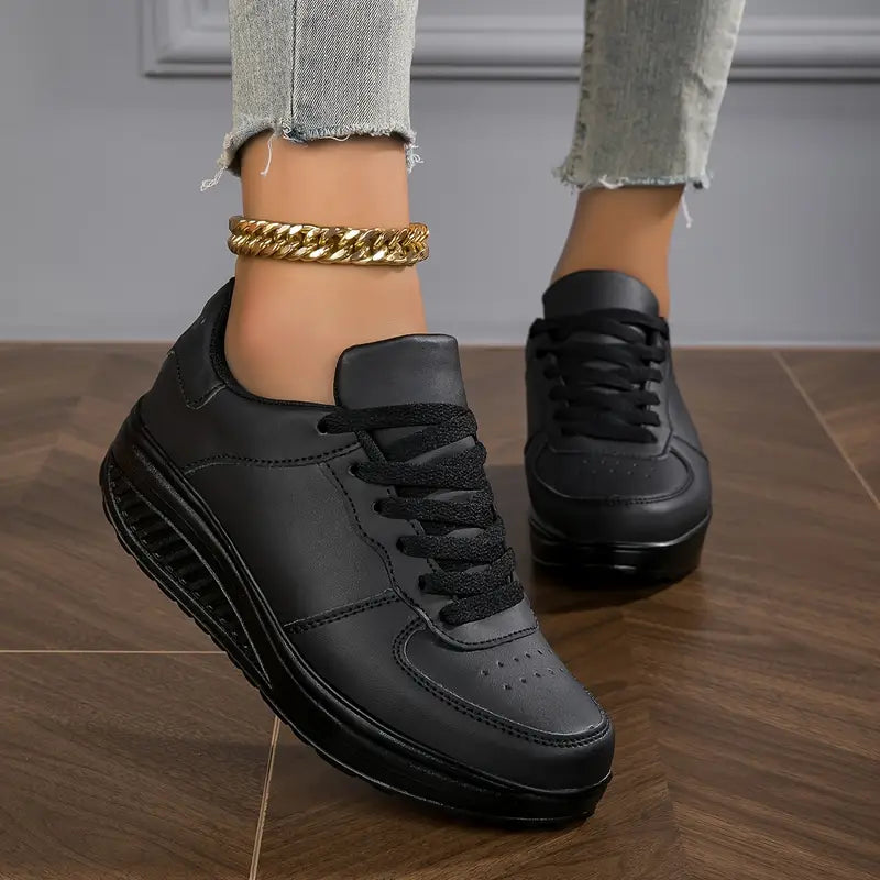 Brelina - Women's Platform Sneakers with Laces in Synthetic Leather for Daily Comfort
