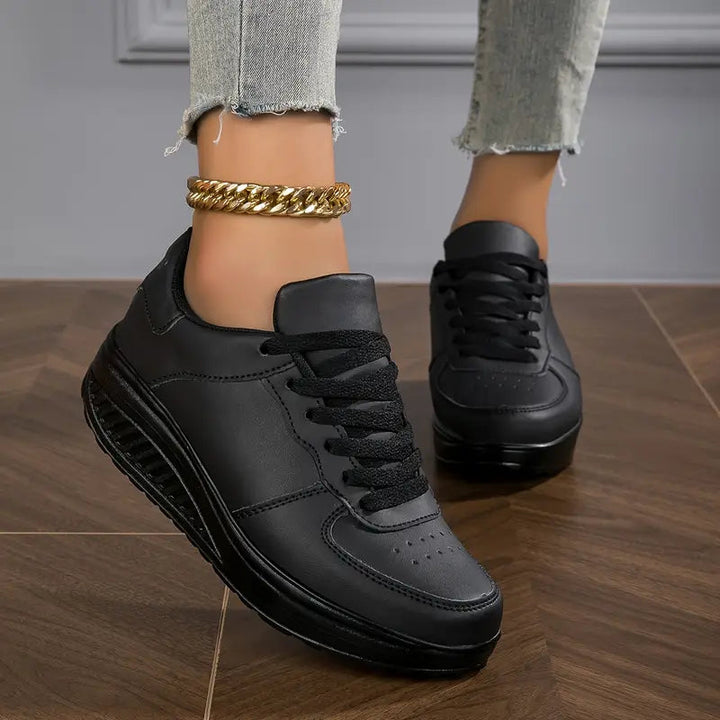 Brelina - Women's Platform Sneakers with Laces in Synthetic Leather for Daily Comfort