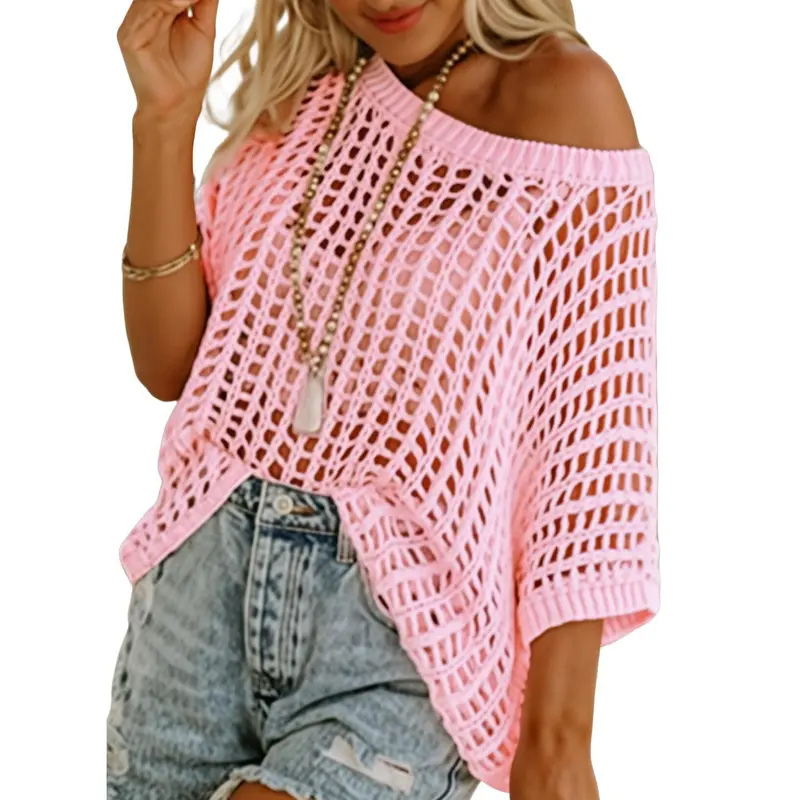 DESIREE - Lightweight Scoop Neck Beach Knit Pullover