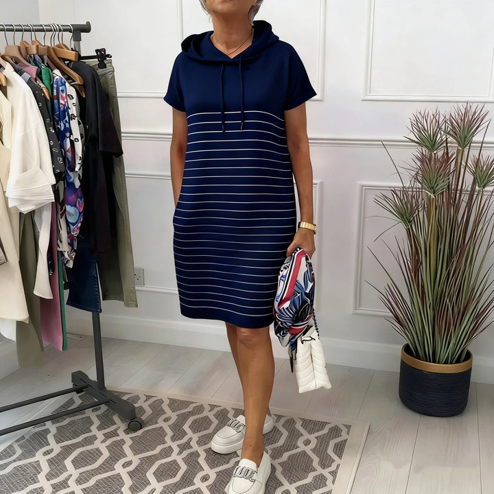 Gavellea - Women's Striped Hoodie Dress for Casual Everyday Comfort