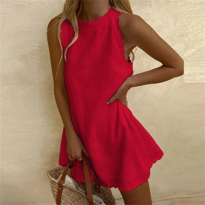 Mavelle | Summer Linen Dress with Wavy Edges
