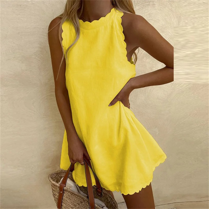 Mavelle | Summer Linen Dress with Wavy Edges
