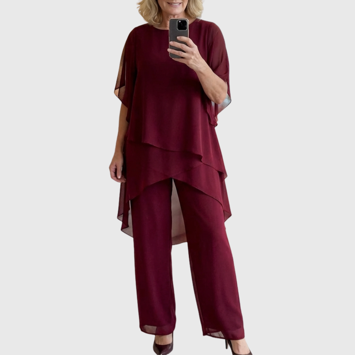 Shauna - Suit with draped palazzo pants