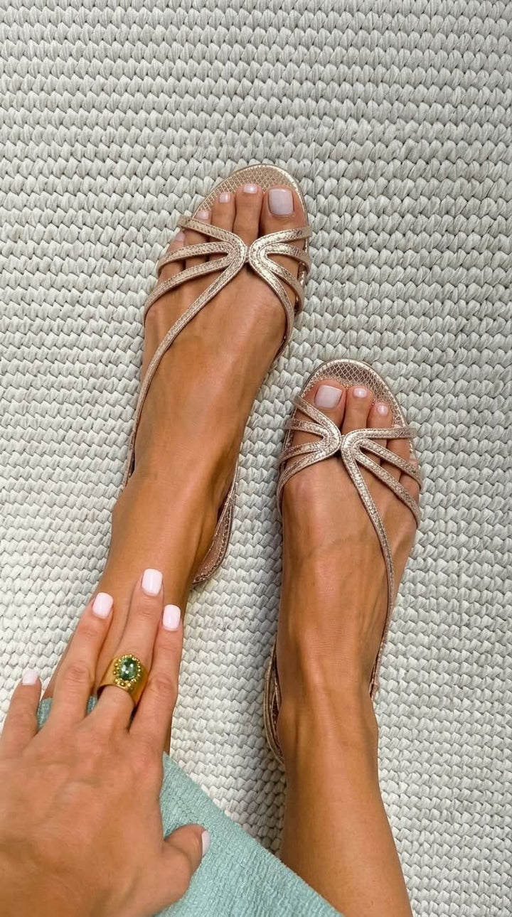 Lolita | Metallic Strap Sandals for Summer