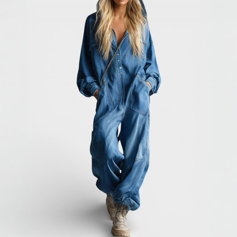 MONICA - Long-Sleeve Hoodie Jumpsuit