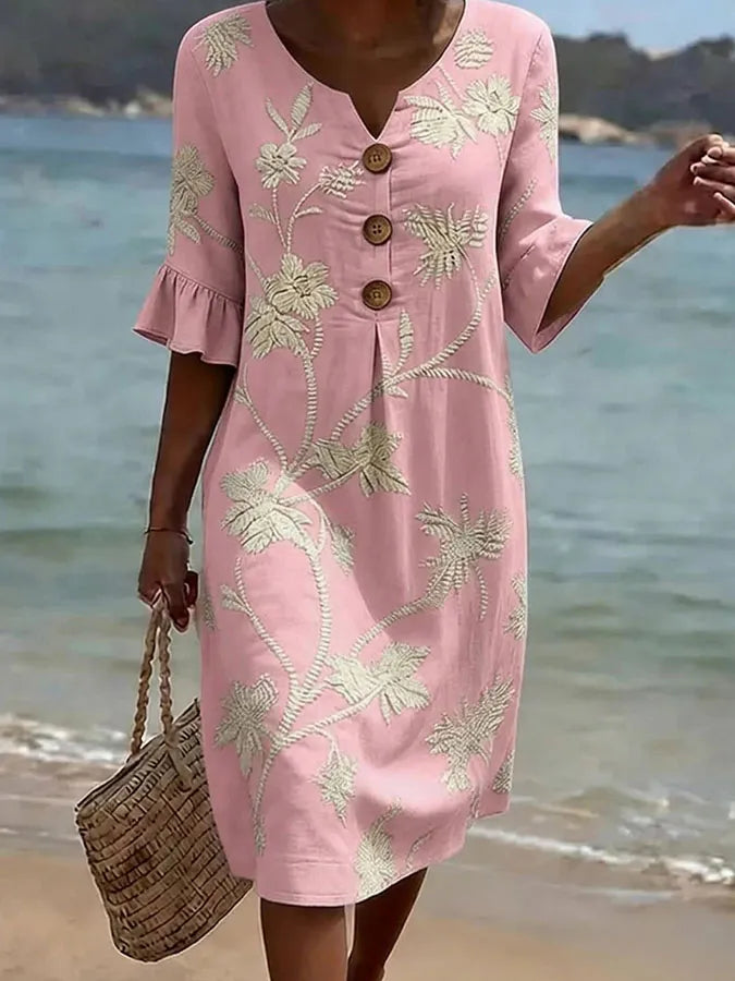 Relaxed Floral Print Dress for Women