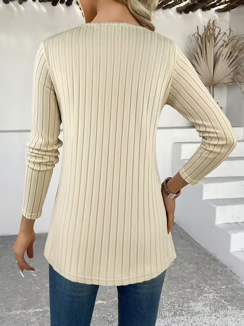 Lucynda Ribbed Button Top