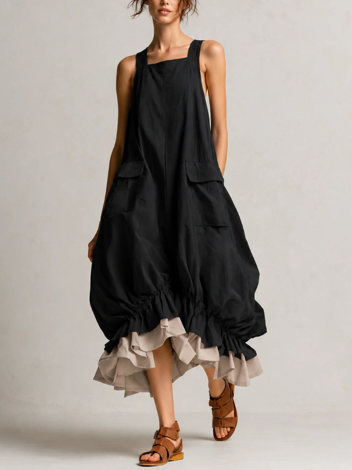 Ara | Boho Ruffle-Hem Midi Dress