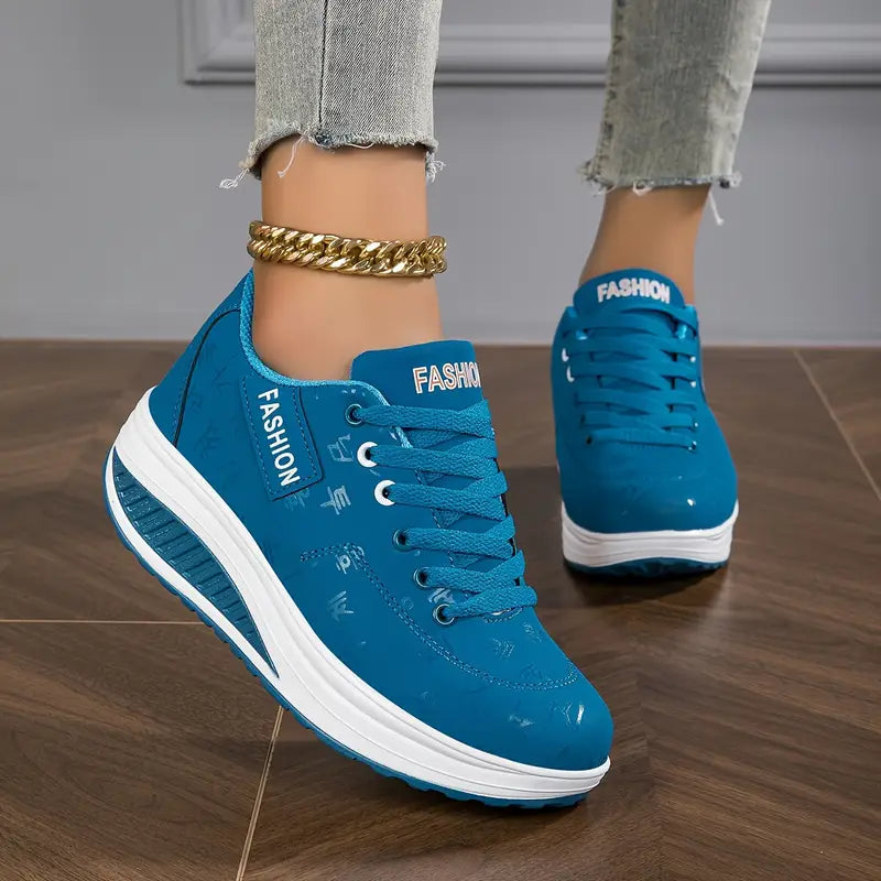 Brelina - Women's Platform Sneakers with Laces in Synthetic Leather for Daily Comfort