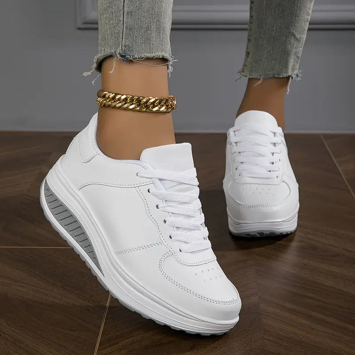 Brelina - Women's Platform Sneakers with Laces in Synthetic Leather for Daily Comfort