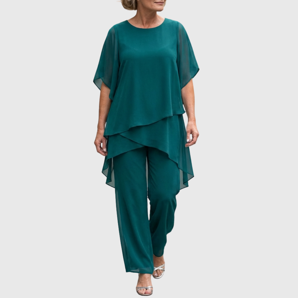 Shauna - Suit with draped palazzo pants